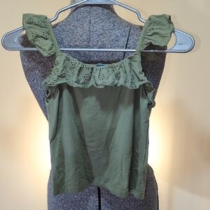 Old Navy Kid's Olive Green Eyelet Ruffle Camisole